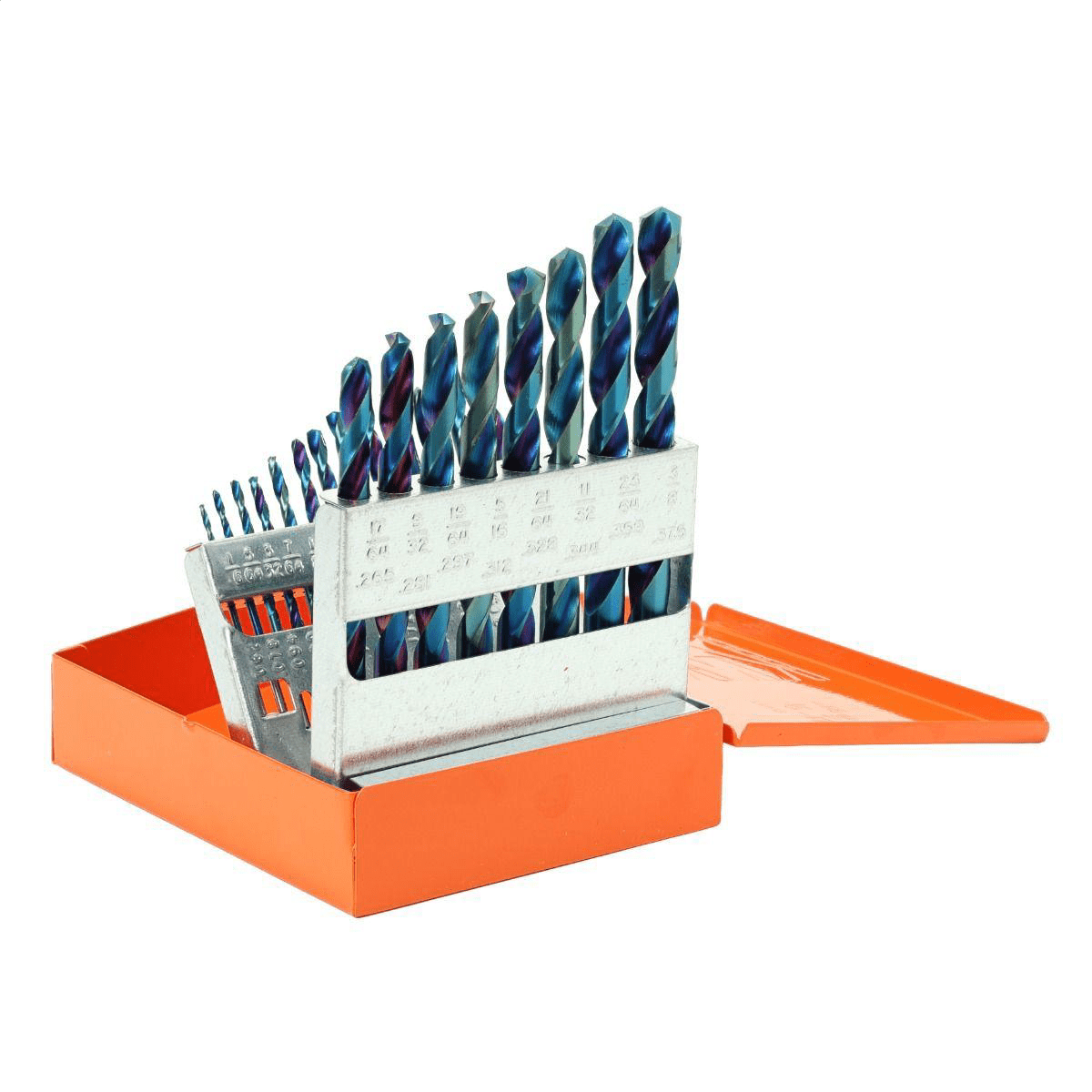 KnKut 21 Piece Steel Blue Jobber Length Drill Bit Set 1/16" - 3/8" by 64ths