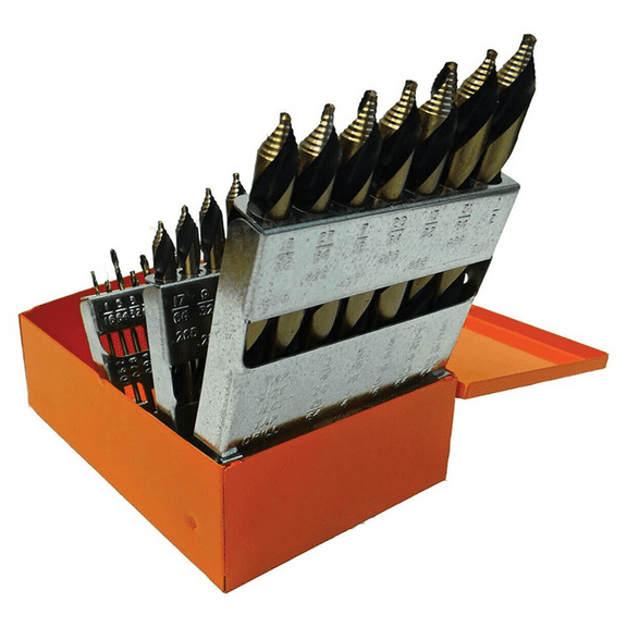 KnKut 29 Piece Mechanics Length Step Point Drill Bit Set 1/16"-1/2" by 64ths