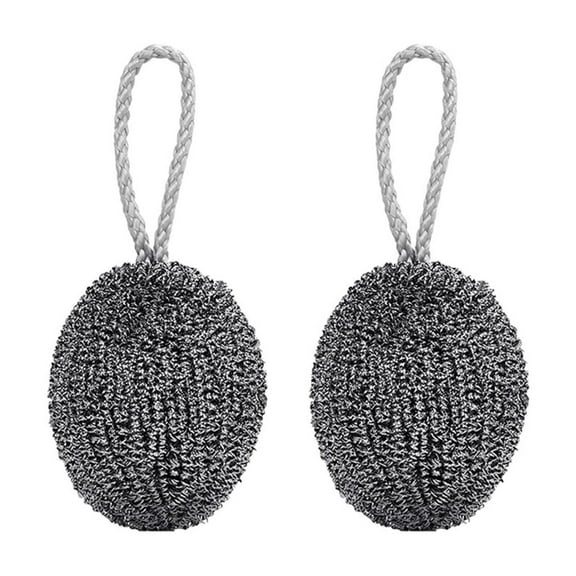Kna Hangable Steel Wool Cleaning Set Of 2 With Rope Convenient For Kitchen Bathroom Scrubbing Durable Reusable Cleaning Tool