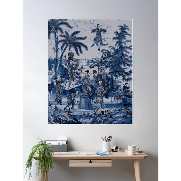 Kna Prints - 1 Pc Poster 17Th Century Delftware Chinoiserie, UNFRAMED-8x12