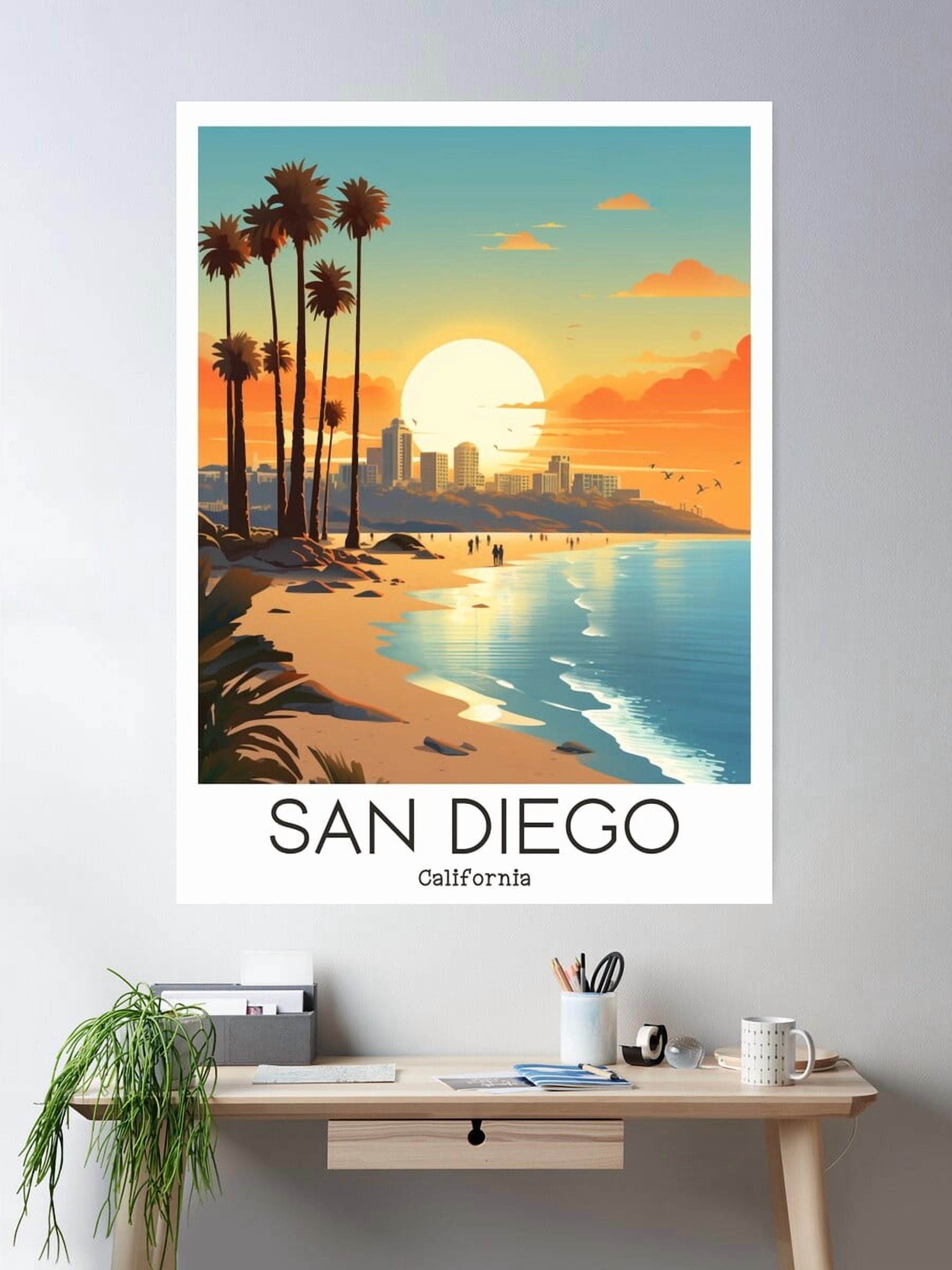 Kna Prints - 1 Pc Poster A Vintage Travel Illustration Of San Diego ...
