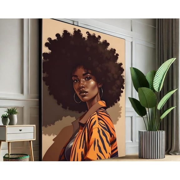 Kna Prints - 1 Pc Poster African Black Woman Natural Beauty & Strength Afrocentric Woman Art Fashionable Wall Decor Canas Print, UNFRAMED-8x12