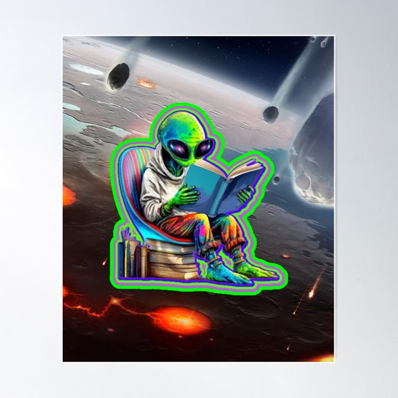 Kna Prints - 1 Pc Poster Alien Reading, UNFRAMED-24x36
