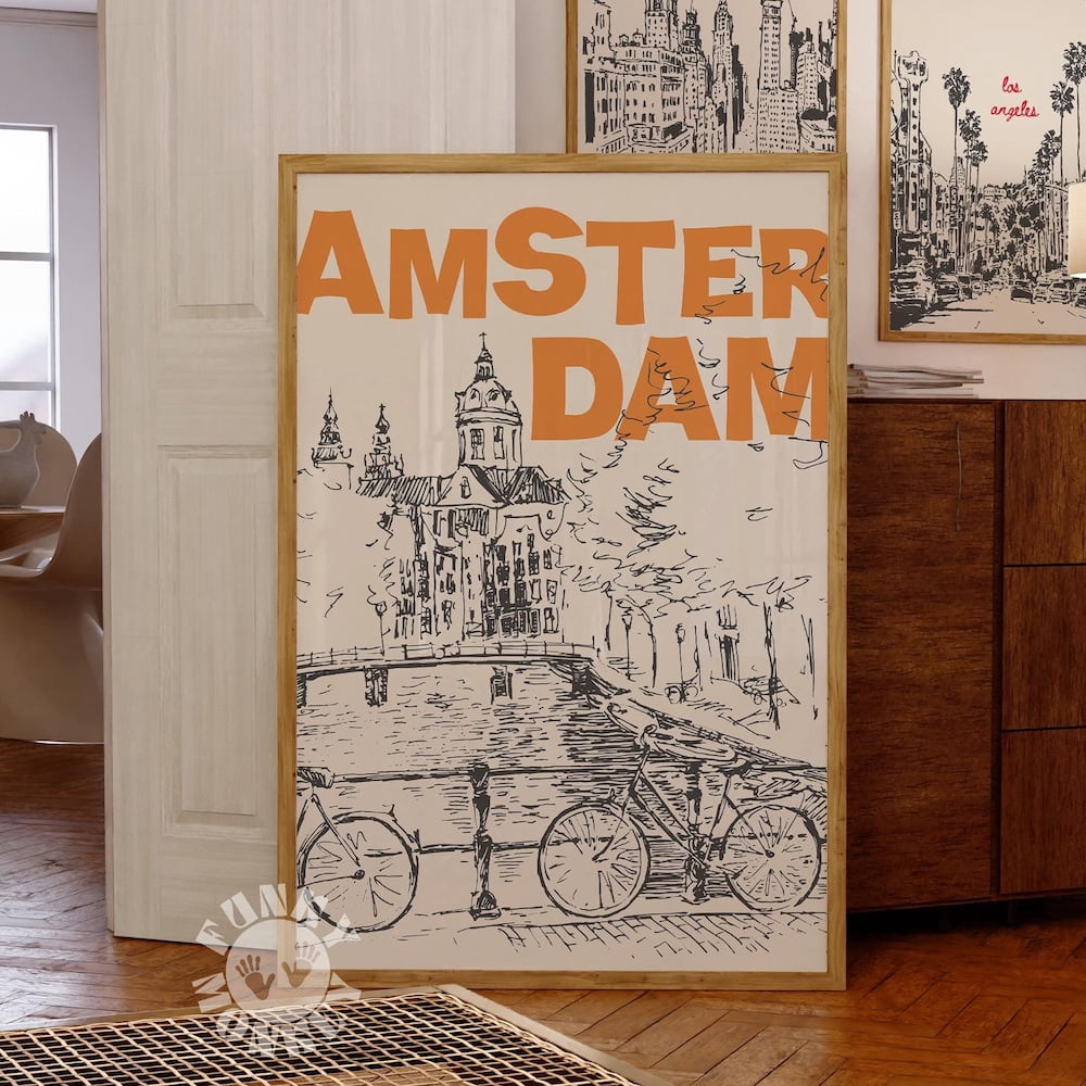 Kna Prints - 1 Pc Poster Amsterdam Travel Poster, Retro City Print ...