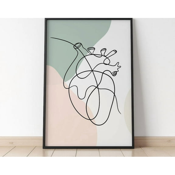 Kna Prints - 1 Pc Poster Anatomical Heart Wall Art Cardiologist Gift, Modern Clinic Decor Medical School Present Minimalistic Heart Print For Doctor Office, UNFRAMED-8x12
