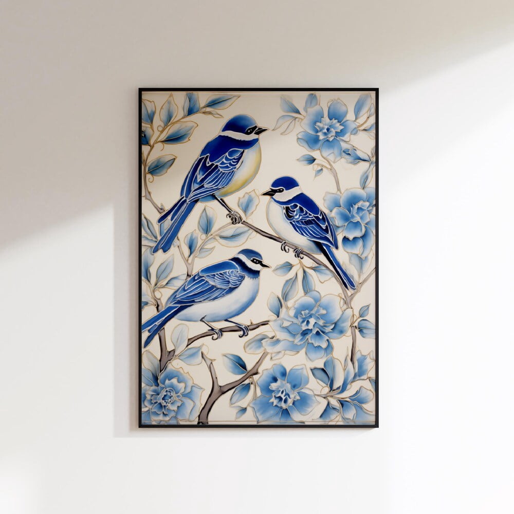 Kna Prints - 1 Pc Poster Antique Vintage Blue Chinoiserie Wall Art ...