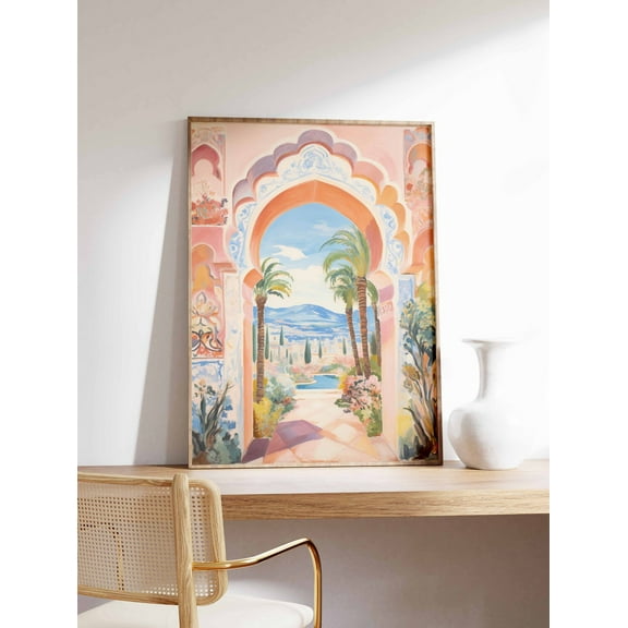 Kna Prints - 1 Pc Poster Arabic Doorway , Moroccan Print, Persian Decor, Traditional Islamic Art, Syrian Travel Art, Middle Eastern , Botanical Decor, UNFRAMED-24x36
