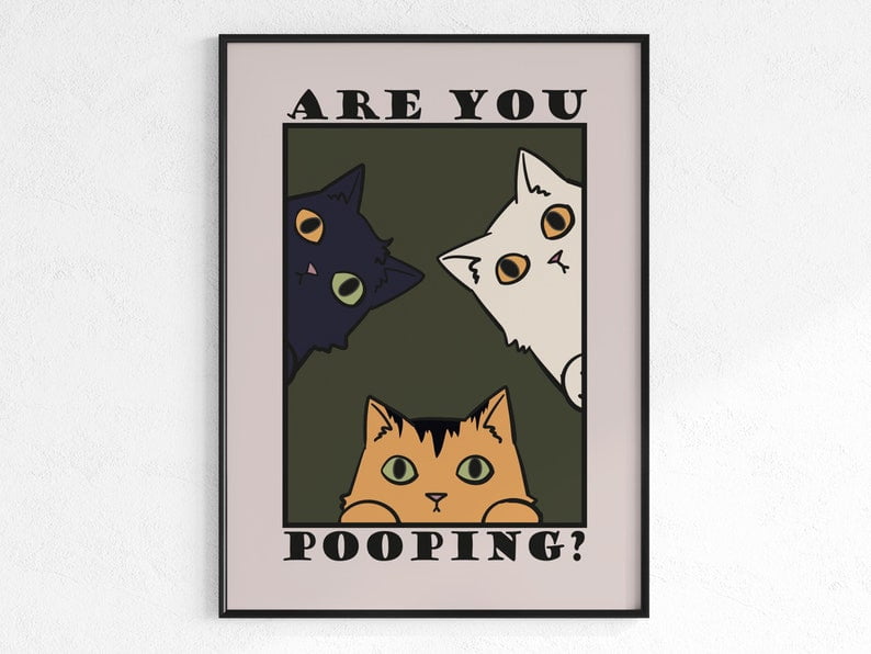 Kna Prints - 1 Pc Poster Are You Pooping Cat , Bathroom Print, Toilet ...