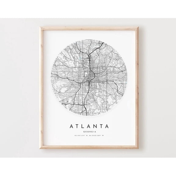 Kna Prints - 1 Pc Poster Atlanta Map Print, Atlanta Map City Wall Art, Ga Road Map, Georgia Print Street Map Decor, Office Gift, L51V4, UNFRAMED-8x12