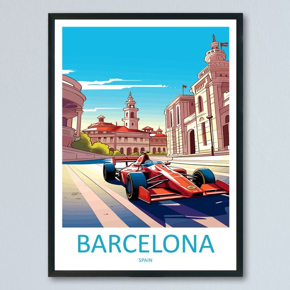 Kna Prints - 1 Pc Poster Barcelona Travel Wall Decor Barcelona Circuit Poster Motorsport Travel Racing Illustration Spain Race Car Travel Art, UNFRAMED-24x36