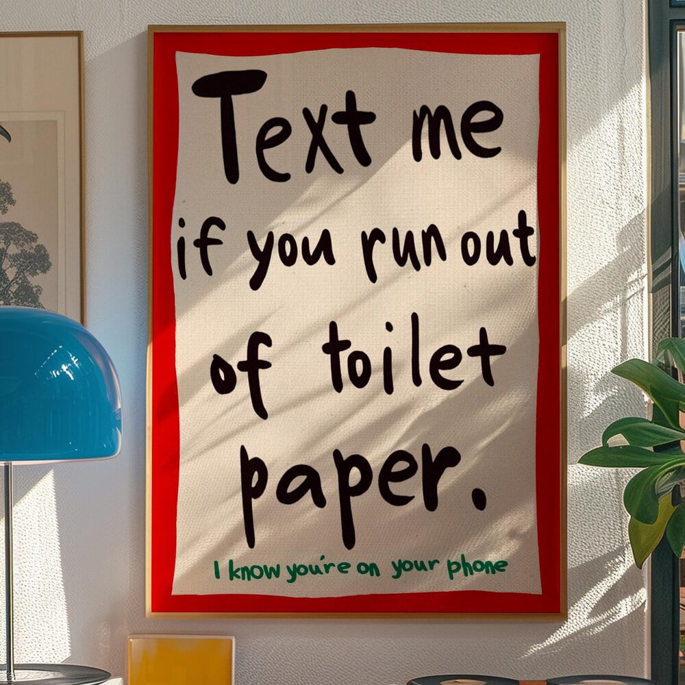 Kna Prints - 1 Pc Poster Bathroom Wall Decor, Preppy Art, Red Wall Art ...