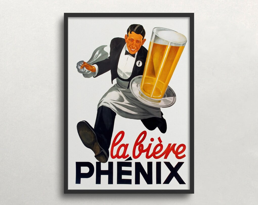 Bistro By Juarez Machado Art Print Poster - 26x34 Paris Bar Scene With Waiter & Beer