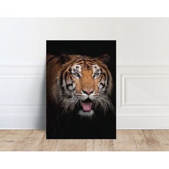 Kna Prints - 1 Pc Poster Bengal Tiger Black Backgrod , Home Decor, Wall Art Design, UNFRAMED-8x12