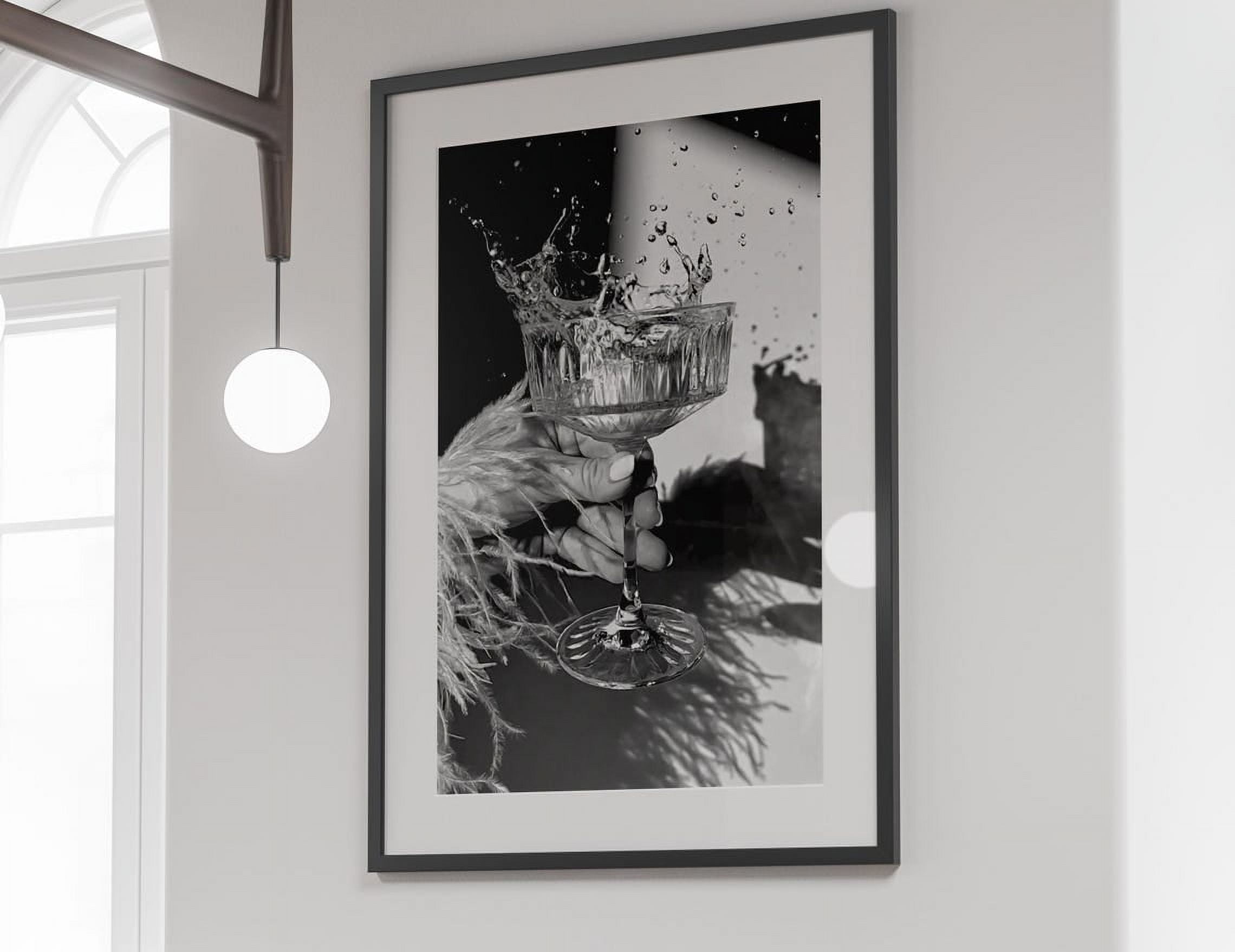 Kna Prints - 1 Pc Poster Black And White Champagne Print, Bar Cart Wall ...