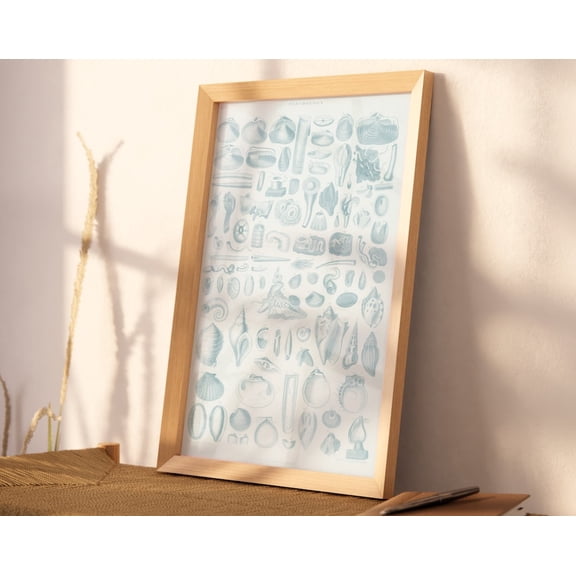 Kna Prints - 1 Pc Poster Blue Vintage Sea Shell Print Coastal Cowgirl Decor Beachy Blue Wall Art Vintage Digital Print Tropical Aesthetic Trendy Printable Art, UNFRAMED-8x12