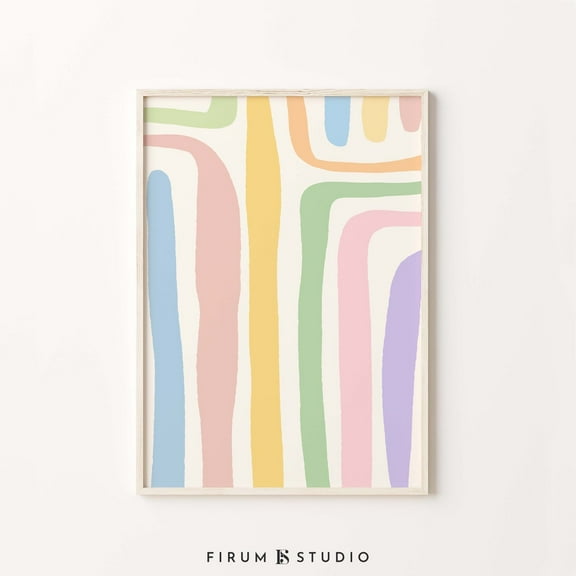 Kna Prints - 1 Pc Poster Brush Strokes Art, Line Art , Danish Pastel Print, Printable Wall Art, Indie Room Decor, Large Abstract Print, Pastel Room Decor , UNFRAMED-16x24