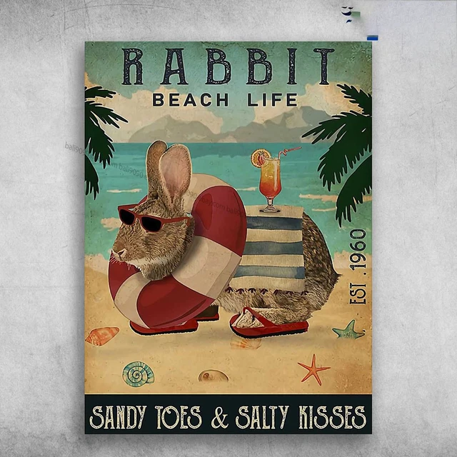 Kna Prints - 1 Pc Poster Bunny On The Beach - Rabbit Beach Life, Sandy ...