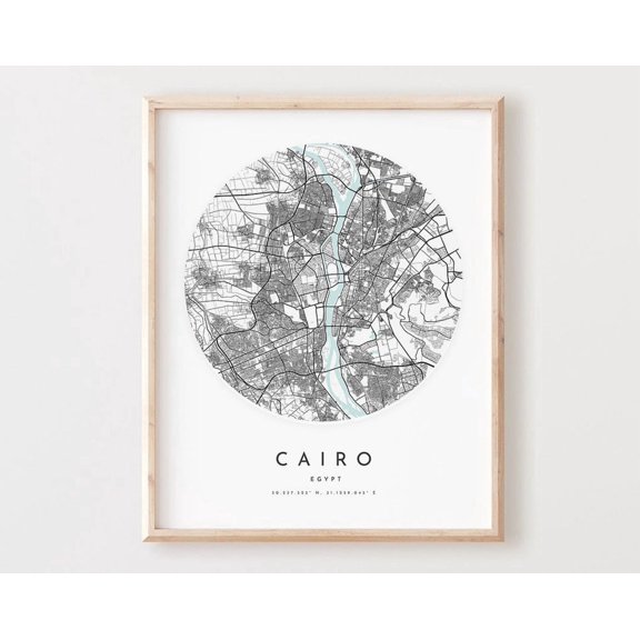 Kna Prints - 1 Pc Poster Cairo Map Print, Cairo Map City Wall Art, Cairo Road Map, Cairo Print Street Map Decor, Office Gift, L13V4, UNFRAMED-12x18