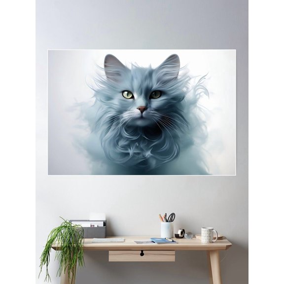 Kna Prints - 1 Pc Poster Cat Cloud Landscape Format Or Wall Art, UNFRAMED-8x12
