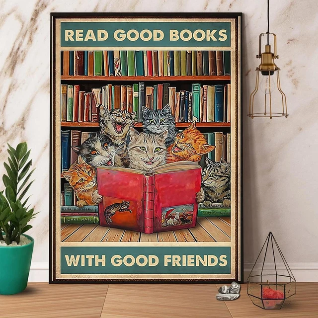 Kna Prints - 1 Pc Poster Cats Reading Book Read Good Books With Good ...