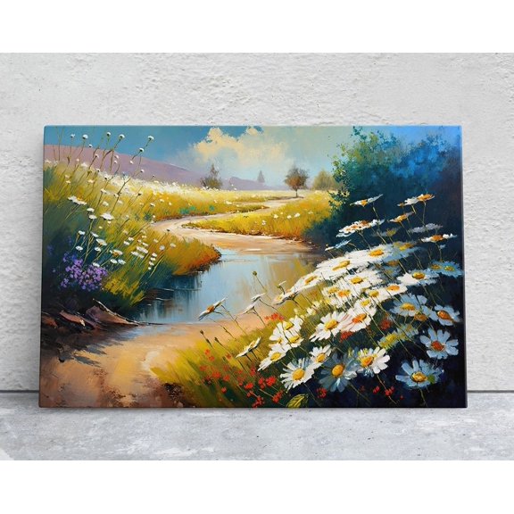 Kna Prints - 1 Pc Poster Chamomile Field, White Wildflowers, Flowers Art Large Print, , Landscape, UNFRAMED-16x24