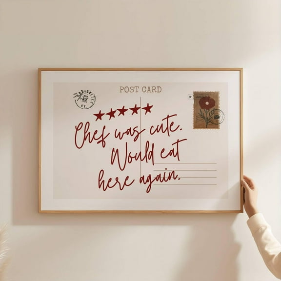 Kna Prints - 1 Pc Poster Chef Was Cute Print, Trendy Kitchen Wall Art, Vintage Postcard , Horizontal Print, Retro Kitchen Aesthetic Decor,, UNFRAMED-24x36