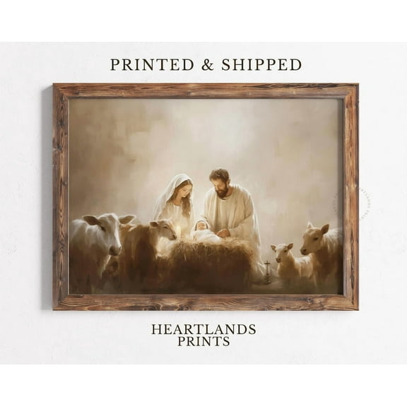 Kna Prints - 1 Pc Poster Christian Nativity Jesus Wall Art Printable, Vintage Christmas Holy Family Nativity Scene, Jesus Painting Christmas Prints, Art Prints Gifts, UNFRAMED-8x12