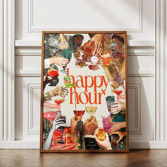 Kna Prints - 1 Pc Poster Cocktail Digital , Happy Hour Wall Art, Vintage Kitchen Decor, Disco Ball Poster, Cheers , Bar Cart Art, Retro Able Wall Art, UNFRAMED-8x12