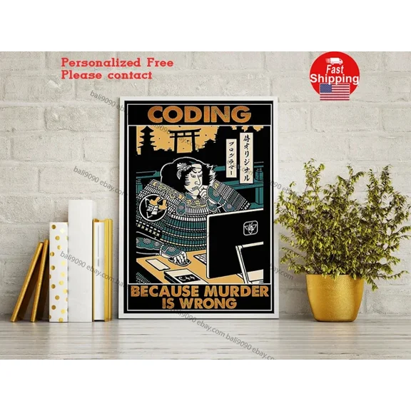 Kna Prints - 1 Pc Poster Coding Because Murder Is Wrong Poster Computer Programmer Poster Programmer G, UNFRAMED-8x12