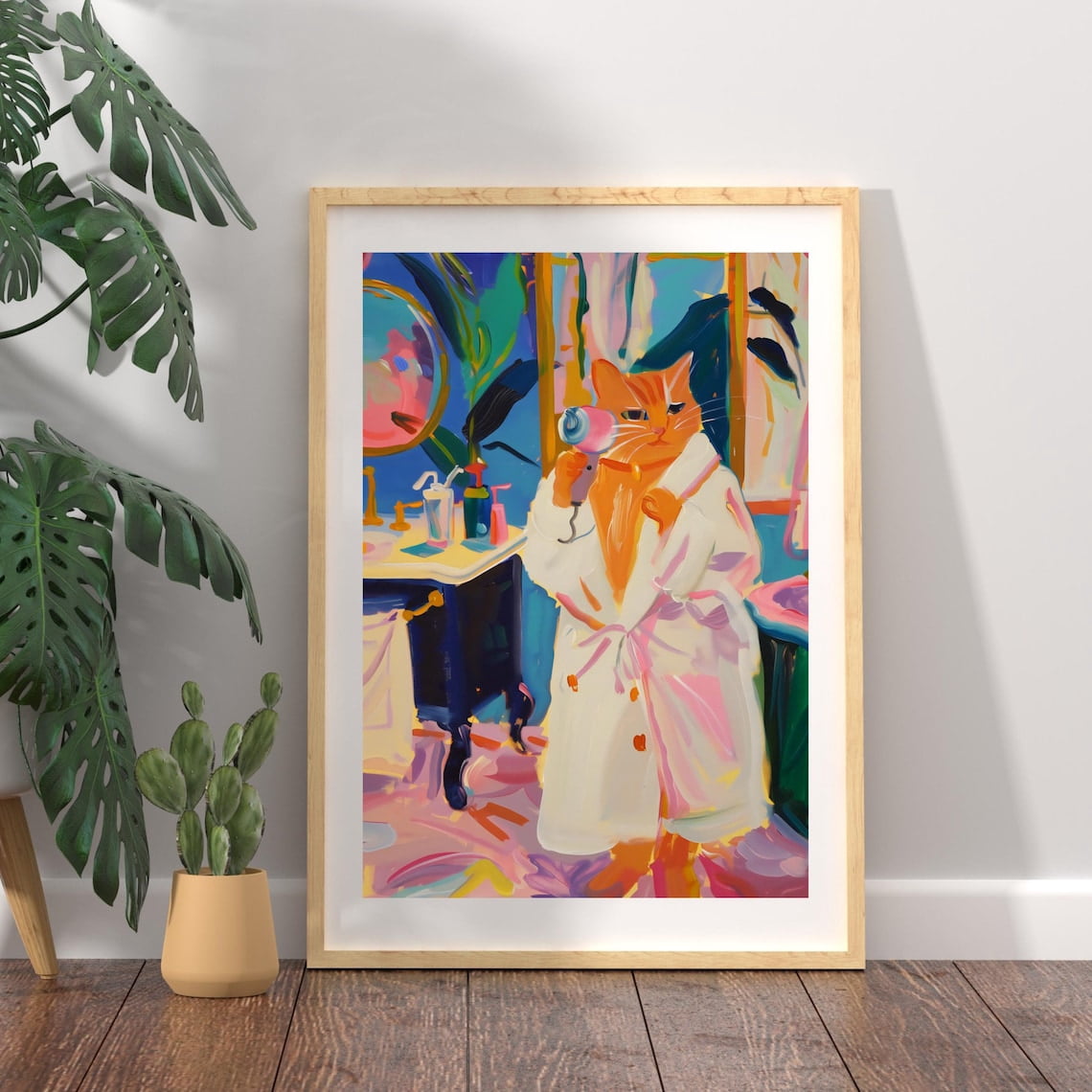 Kna Prints - 1 Pc Poster Colorful Cat Art Print, Orange Tabby Cat ...