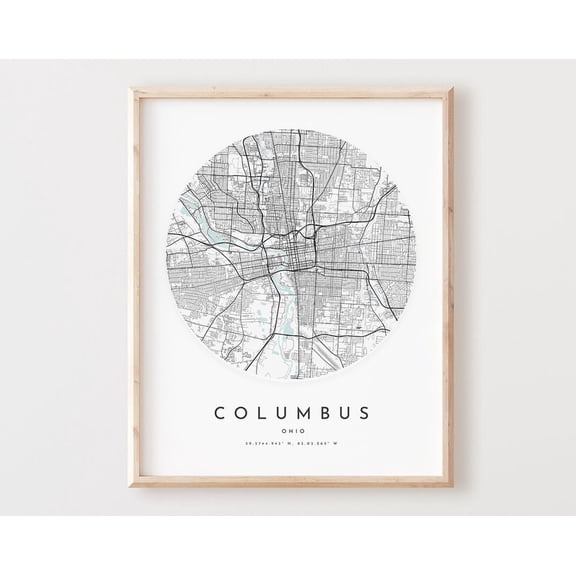 Kna Prints - 1 Pc Poster Columbus Map Print, Columbus Map City Wall Art, Oh Road Map, Ohio Print Street Map Decor, Office Gift, L195V4, UNFRAMED-12x18