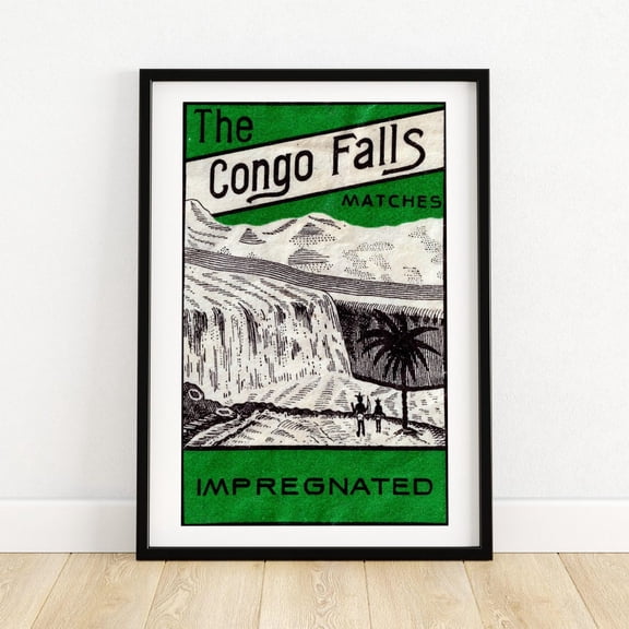 Kna Prints - 1 Pc Poster Congo Waterfalls Matchbox Print Aesthetic Wall Art Vintage Congo Art Matchbox Wall Vintage Print , , UNFRAMED-24x36
