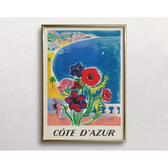 Kna Prints - 1 Pc Poster Cote D' Azur France Art, French Riviera Art, Colorful Wall Art, Vintage Wall Art, Beach Wall Art, France Travel , Printable Wall Art, UNFRAMED-8x12
