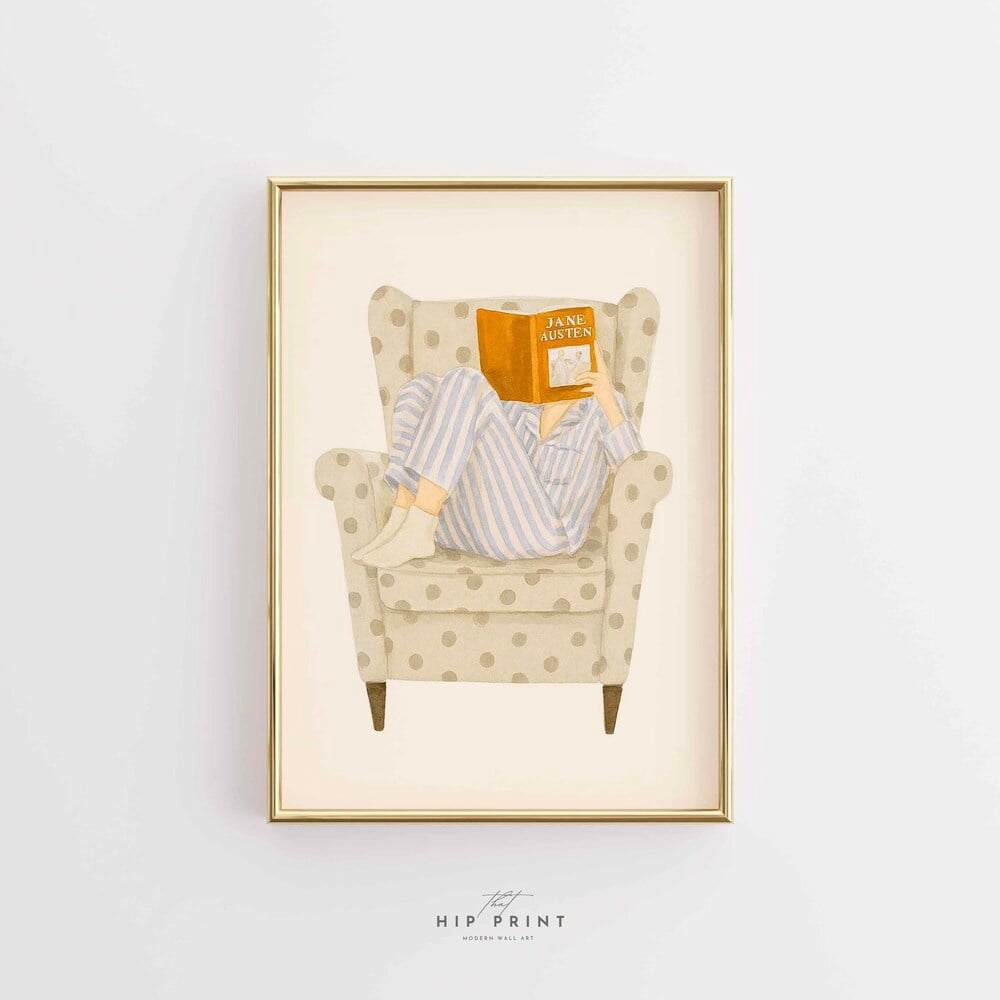 Kna Prints - 1 Pc Poster Cozy Reading Girl Wall Art, Jane Austen Book ...