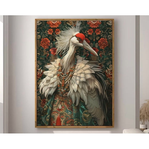 Kna Prints - 1 Pc Poster Crane Royal Renaissance Portrait Vintage Print Victorian Animal Portrait Decor Altered Painting Large Wall Art #2176 Decor For Living Room Bedroom,, UNFRAMED-24x36