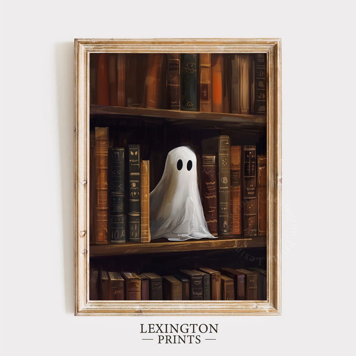 Kna Prints - 1 Pc Poster Cute Ghost Bookshelf Print, Wall Art Gothic ...