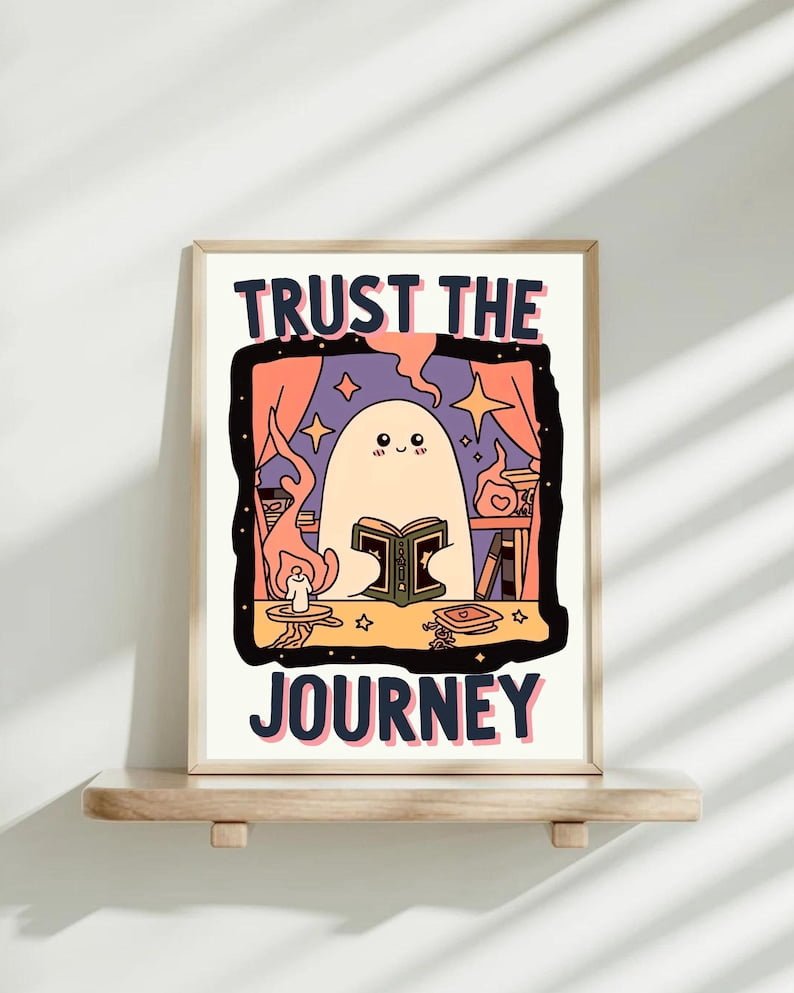 Kna Prints - 1 Pc Poster Cute Ghost Reading Tarot Card, Ghosts Art ...