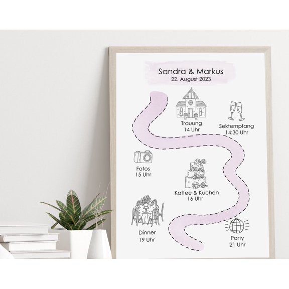 Kna Prints - 1 Pc Poster Daily Schedule Wedding Map Daily Planning Wedding Sign Welcome Schedule Wedding Wedding Map, UNFRAMED-12x18