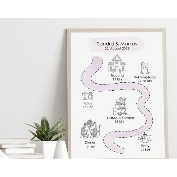 Kna Prints - 1 Pc Poster Daily Schedule Wedding Map Daily Planning Wedding Sign Welcome Schedule Wedding Wedding Map, UNFRAMED-8x12