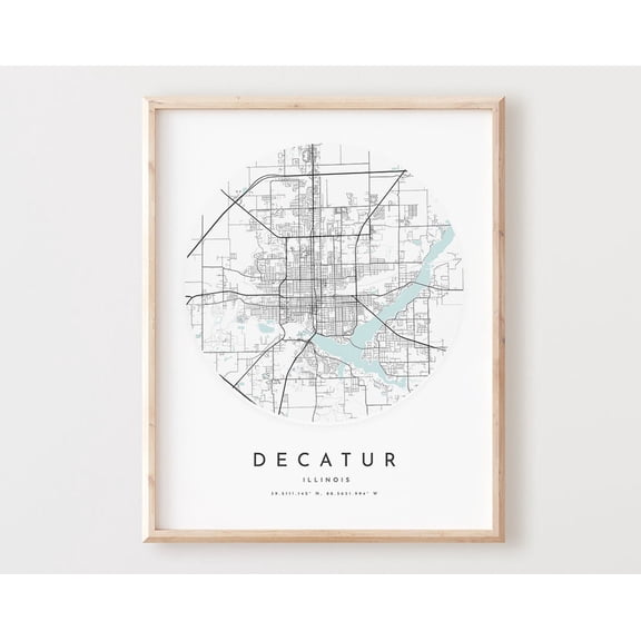Kna Prints - 1 Pc Poster Decatur Map Print, Decatur Map City Wall Art, Il Road Map, Illinois Print Street Map Decor, Office Gift, L935V4, UNFRAMED-24x36