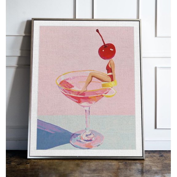 Kna Prints - 1 Pc Poster Elegant Cosmopolitan Cocktail Wall Art: Pink Drink Aesthetic For Chic Bar & Home, UNFRAMED-8x12