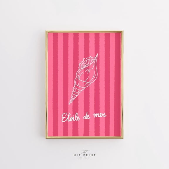 Kna Prints - 1 Pc Poster Etoile De Mer Print, Coastal Shell Wall Art In Pink, French Summer Ocean Poster, Seaside Beach House Decor, Tropical Nautical Illustration, UNFRAMED-8x12