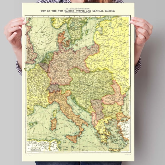 Kna Prints - 1 Pc Poster Europe Travel Map Art Print, Balkan Map Wall Art, Travel Vacation Poster, Travelling Gift, UNFRAMED-8x12