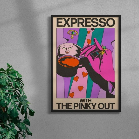 Kna Prints - 1 Pc Poster Expresso With The Pinky Out Aesthetic Wall Art Print Minimalist For Bedroom Living Room Decor Modern Printable Quote Art , UNFRAMED-8x12