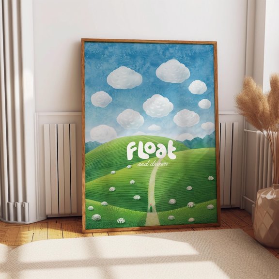 Kna Prints - 1 Pc Poster Floating Clouds And Dreamy Hills Art Calm And Peaceful Decor Nature-Inspired Minimalist Wall Art Print Or Print, UNFRAMED-8x12