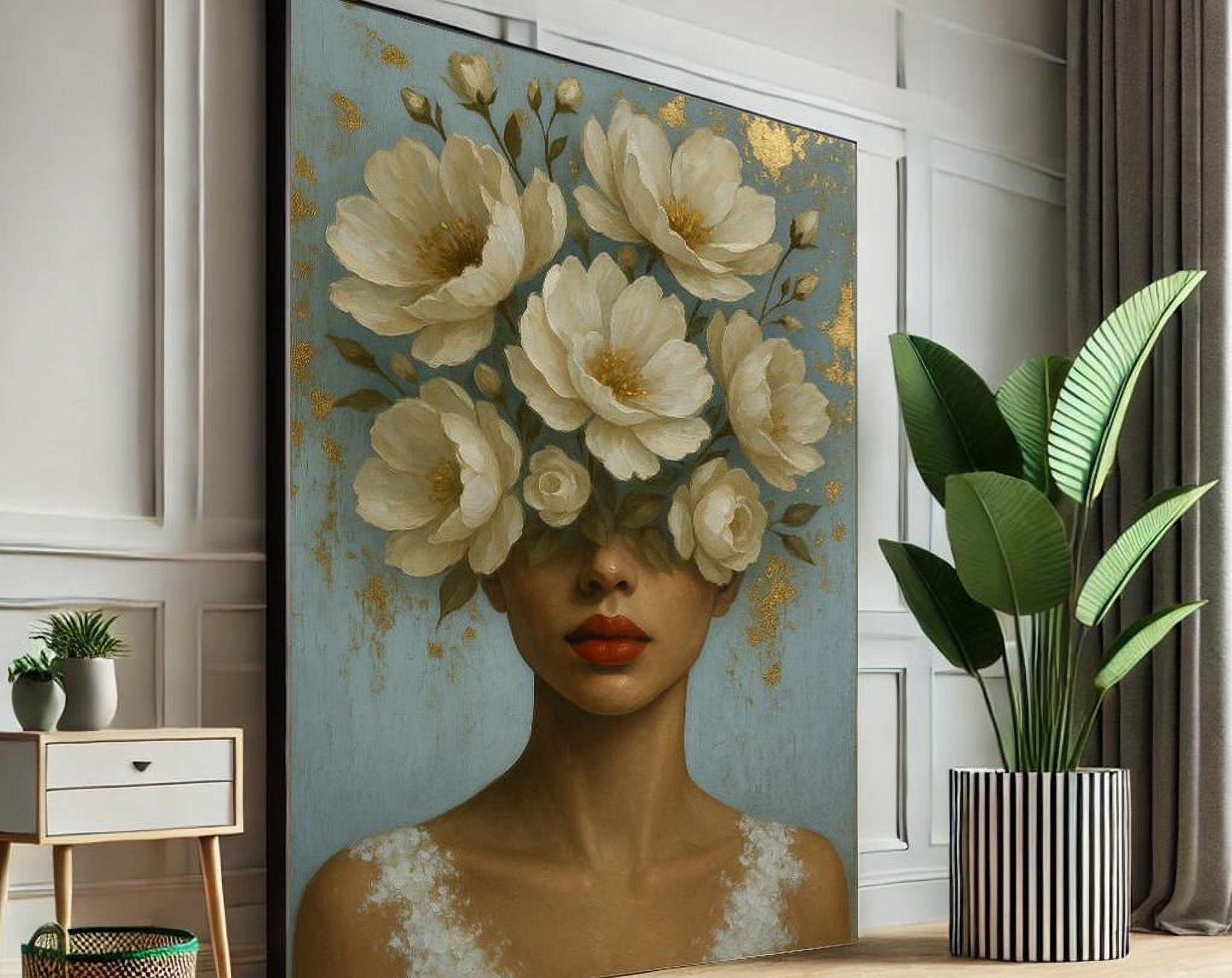 Curated visual reference: Gallery Detail: Kna Prints 1 Pc Poster Floral Face Woman Portrait Romantic