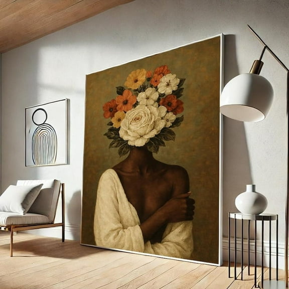 Kna Prints - 1 Pc Poster Floral Head Woman , Vintage Female Portrait Print, Flower Face Art, Modern Wall Decor, Wall Art Home Decor, UNFRAMED-8x12