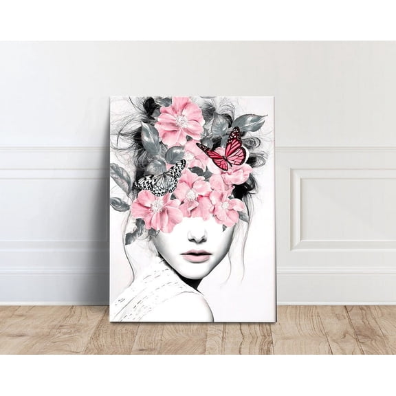 Kna Prints - 1 Pc Poster Flower Head Woman , Woman Portrait Wall Art, Floral Woman, UNFRAMED-24x36