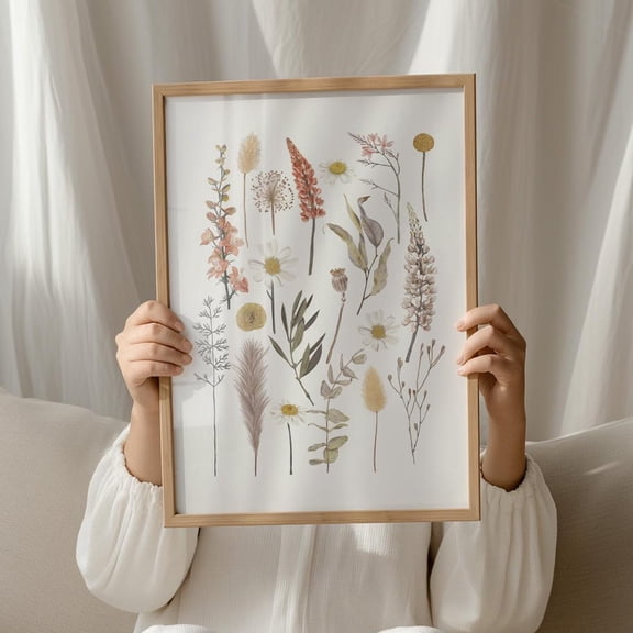 Kna Prints - 1 Pc Poster Flowers Art Print, Boho Home Decor, Printable Wall Art, Botanical , Earthy Wall Decor, Neutral Wall Art, Botany Beige Print 1382 , UNFRAMED-8x12