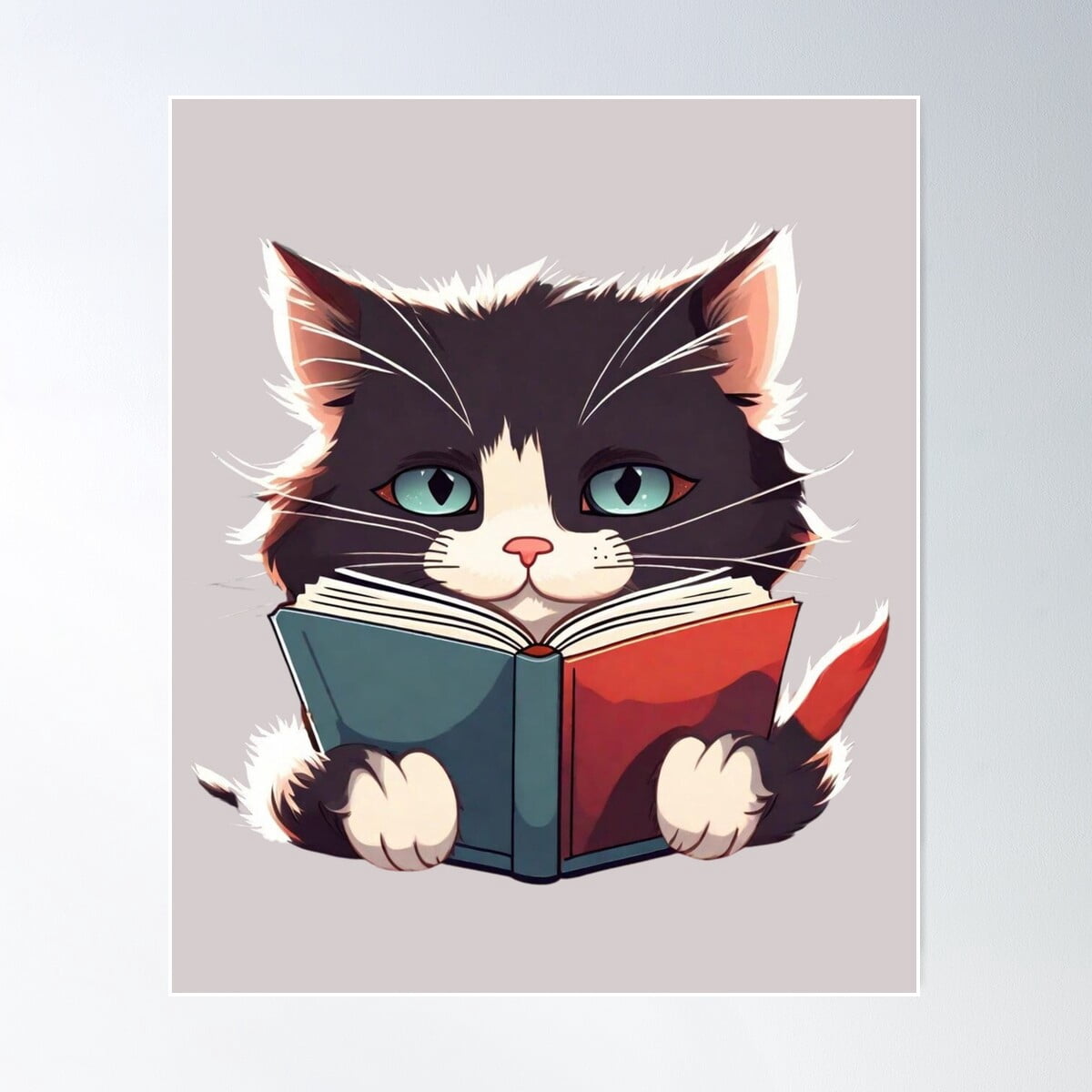 Kna Prints - 1 Pc Poster Fny Black Cat With Book Cute Cat Reading Book ...